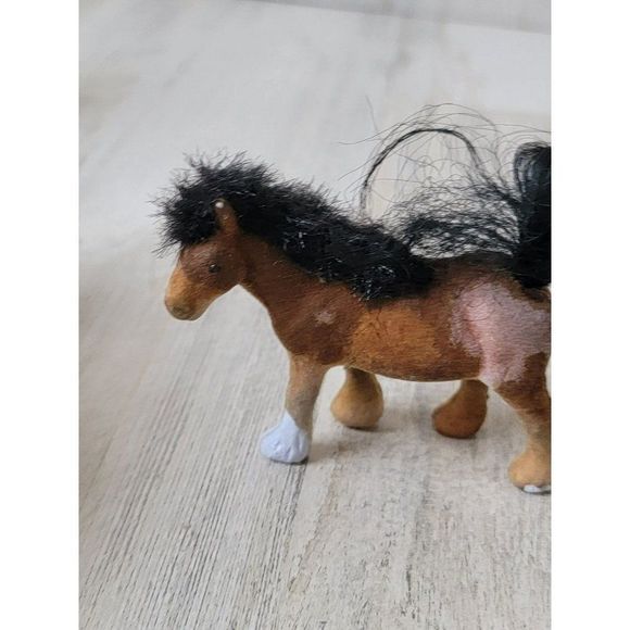 Flocked brown pony horse AS IS Animal Farm toy - Picture 2 of 8